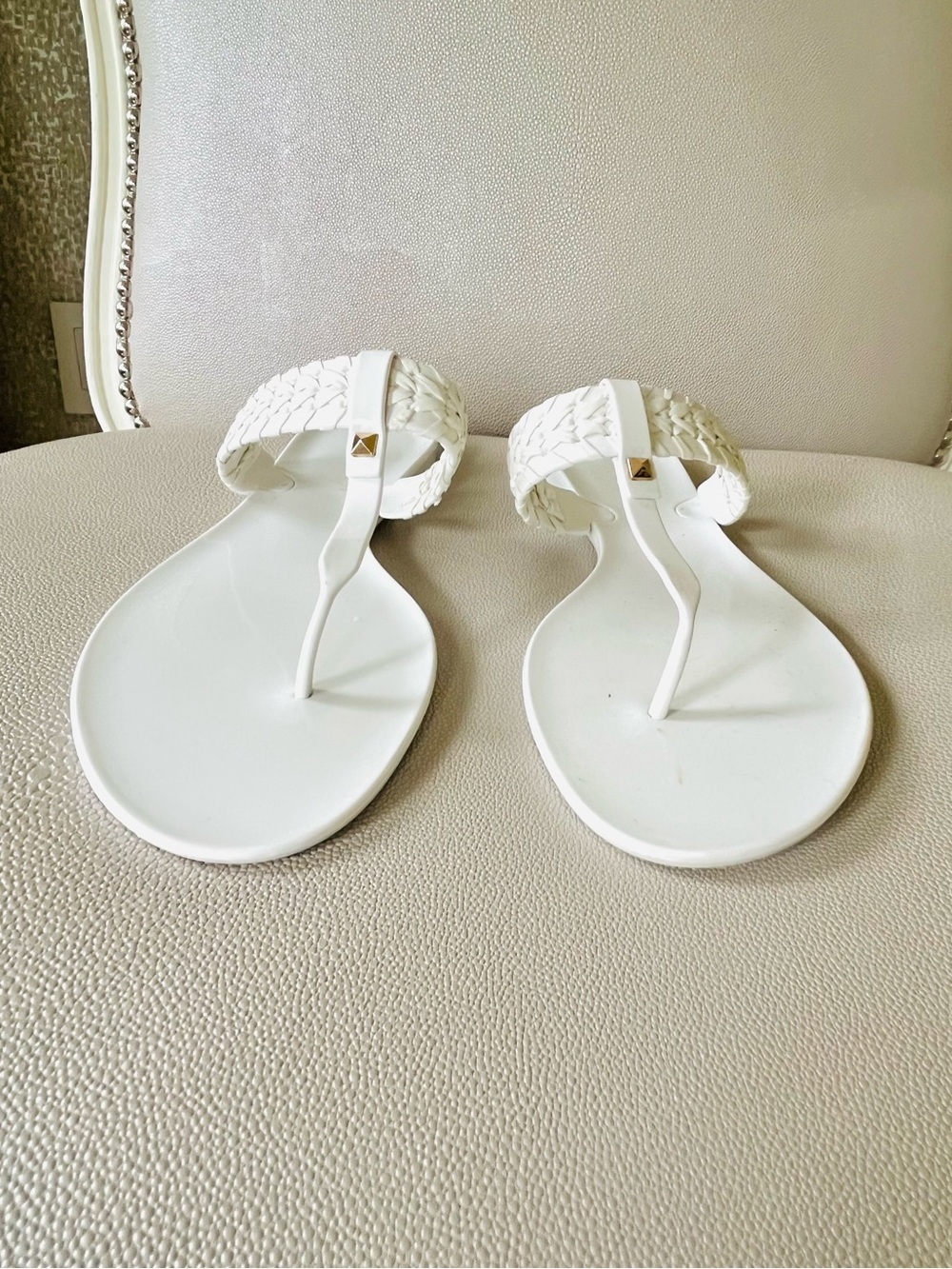 Jack Rogers  braided white  jelly thongs 10 - Picture 2 of 13